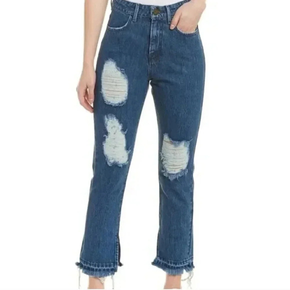 Mumu Blue Jeans Brooklyn High Waisted Denim Ripped Distressed Sapphire Size 26 - Picture 9 of 9